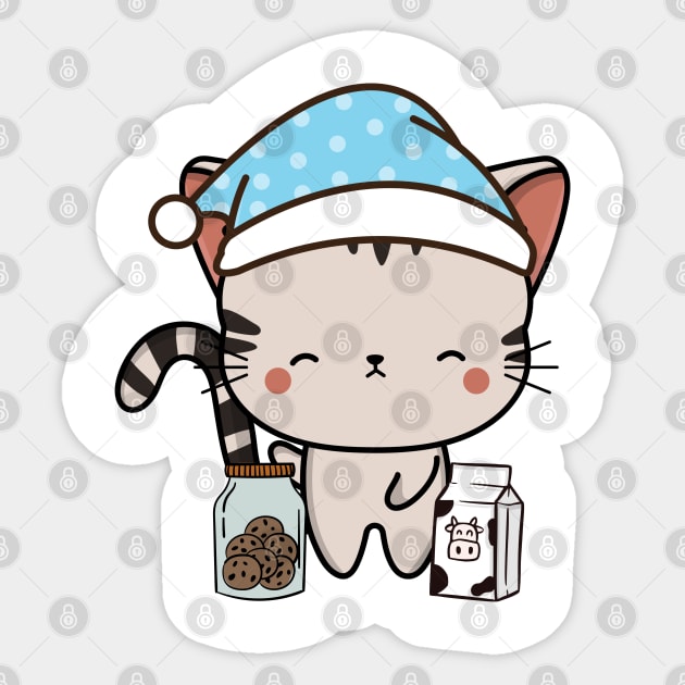 Funny Tabby cat is having a midnight snack Sticker by Pet Station